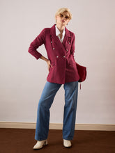 Maroon Tweed Double Breasted Blazer SASSAFRAS